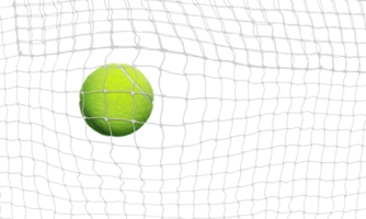 Tennis Ball in das Netz isoliert png transparent