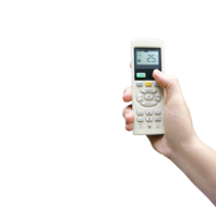 Air conditioner remote in man's hand PNG transparent