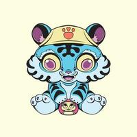 Cute baby tiger and daruma dolls vector art