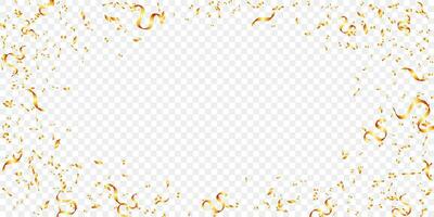 frame shiny golden confetti and tinsel isolated festive background vector illustration. for surprise party, celabration, carnival, birthday, casino and holiday