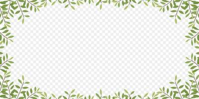 frame of green leaf isolated around empty space. vector invitation card