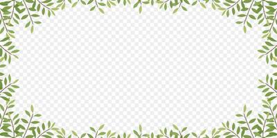 frame of green leaf isolated around empty space. vector invitation card