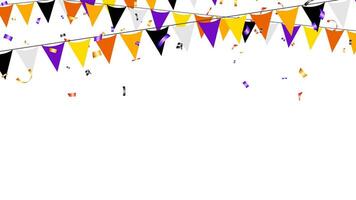 Halloween festival with winding flags and confetti element vector illustration design on white background