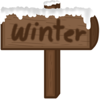 wooden sign with Winter png