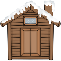 hölzern Hütte mit Schnee png