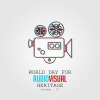 Greeting card on the theme of World Audiovisual heritage day observed each year on October 27 across the globe vector