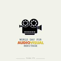 Greeting card on the theme of World Audiovisual heritage day observed each year on October 27 across the globe vector