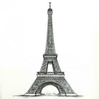 Minimalist OneLine Drawing of Eiffel Tower on White Background photo