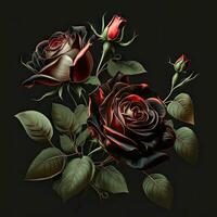 Elegant Red Roses on a Black Background photo