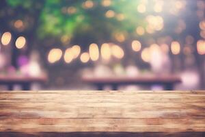 Vintage Wedding Table with Blurred Bokeh Background photo