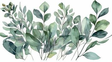 acuarela eucalipto hojas frontera para Boda invitaciones foto