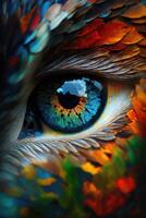 Colorful Forest Reflection in the Eye of a Spiritual Owl photo