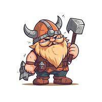 Adorable Dwarf Warrior with Axe  Minimalist Digital Art Illustration photo