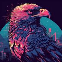 Vaporwave Eagle TShirt Design Illustration photo