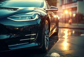 Charging an Electric Car in a Parking Lot with Distinctive Noses in Large Canvas Style photo