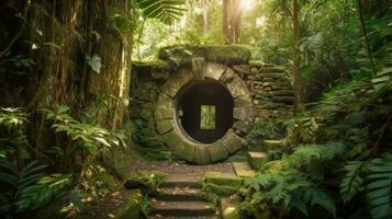 Discover the Enchanting Portal Hidden in a Lush Tropical Forest photo