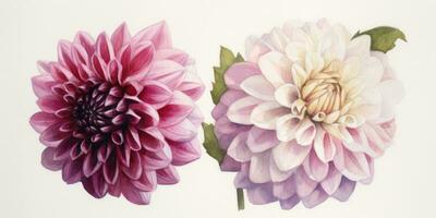 Exquisite Watercolor Dahlias for Wedding Stationery in Peppermint Colors photo