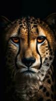 Realistic Cheetah on Dark Background Generative AI photo