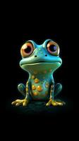 Frog Cartoon Illustration on Dark Background Generative AI photo