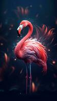 Abstract Flamingo on Dark Background Generative AI photo