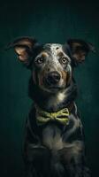 Vintage Dog on Dark Background Generative AI photo