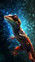 Abstract Gecko on Dark Background Generative AI photo