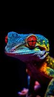 Pop Art Gecko on Dark Background Generative AI photo