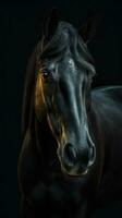 Majestic Horse in Grungeon Style on Dark Background Generative AI photo