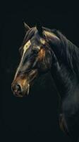 Elegant Horse Collage on Dark Background Generative AI photo