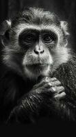 Playful Monkey on Dark Background Generative AI photo