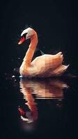 Low Poly Swan on Dark Background Generative AI photo