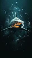 Typography Shark on Dark Background Generative AI photo