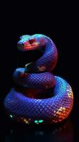 Glitching Snake on Dark Background Generative AI photo