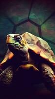 Abstract Turtle on Dark Background Generative AI photo