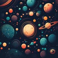 Whimsical Space Pattern in Pastel Colors photo