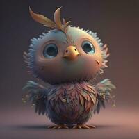 Adorable 3D Rendered Phoenix with a Sweet Smile photo