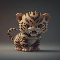 Fierce and Adorable 3D Tiger Cub photo