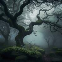 Enchanting Forest with Twisted Oak Trees photo