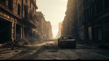 Desolate City Street After Catastrophic Event photo