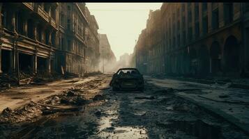 Desolate City Street After Catastrophic Event photo