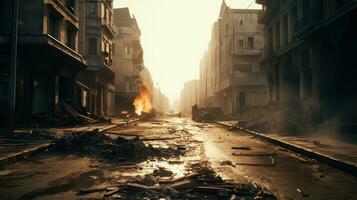 Desolate City Street After Catastrophic Event photo