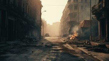 Desolate City Street After Catastrophic Event photo