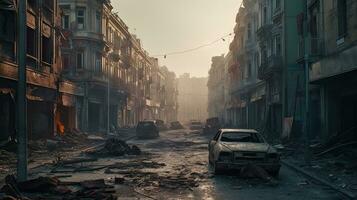 Desolate City Street After Catastrophic Event photo