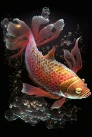 Flowing Divine Light Chinese Red Carp in Galactic Aurora photo