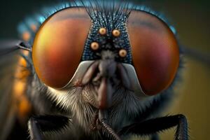Macro Shot of a House Fly in Cinematic Lighting photo