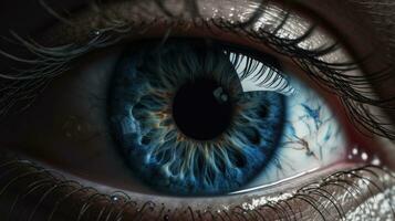 Intense Blue Eye CloseUp Realistic Painting Inspired by Igor Morski photo