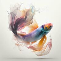 Vibrant SmokeFin Koi Fish Swimming in Translucent Waters with Dynamic Lighting photo