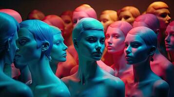 Vivid Mannequin Clones in Soft Light photo