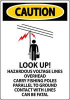 Caution Sign Look Up Hazardous Voltage Lines Overhead vector