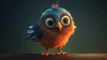 Adorable Baby Bird in ChildrenFriendly Cartoon Style photo